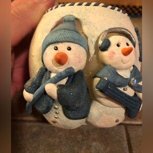 Snowman Snowball Candle Holder